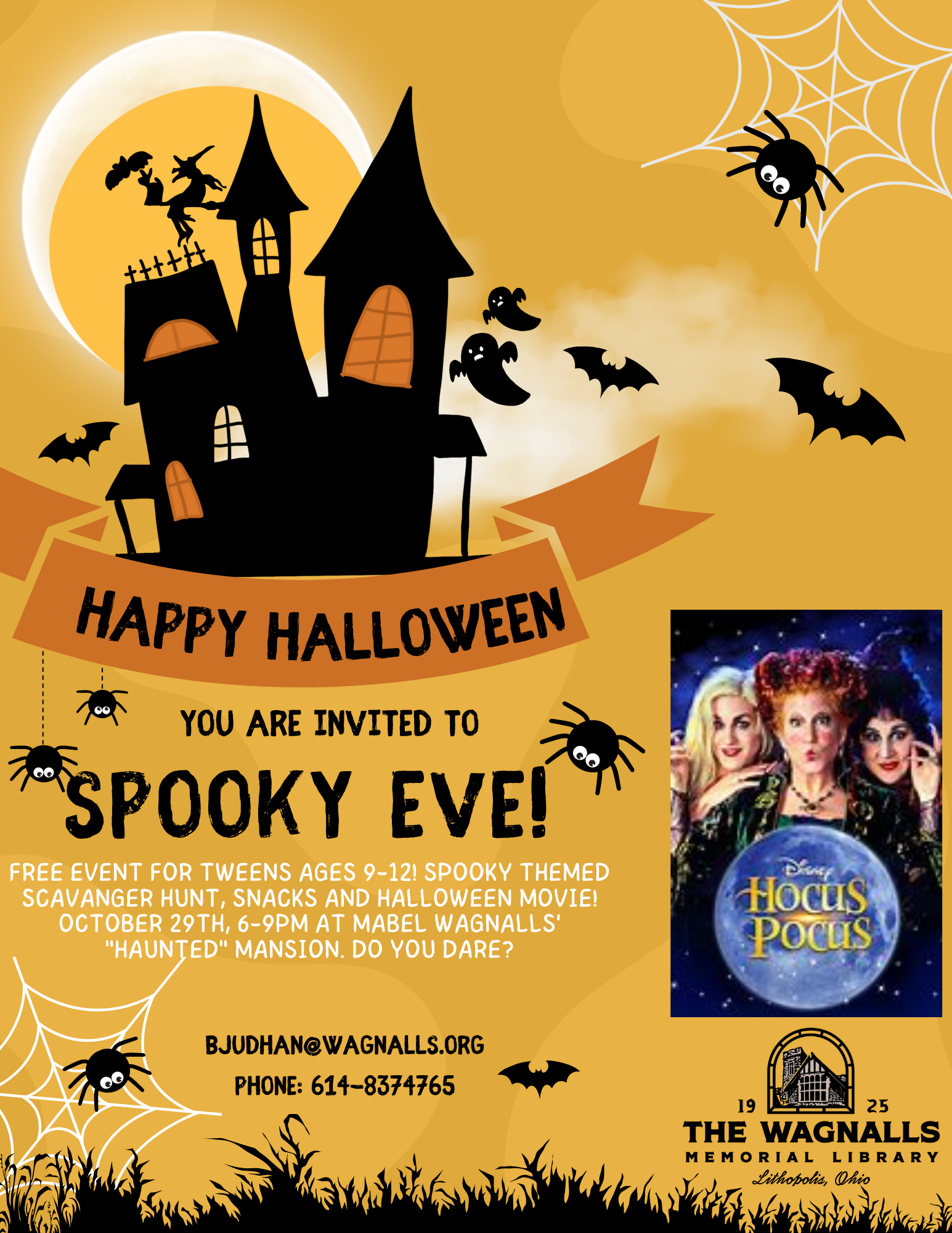 Tween Spooky Eve Wagnalls Memorial Foundation